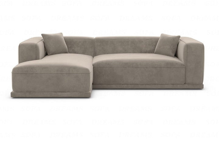 Luxus Stoffsofa Merida L Form kurz mit Samtstoffbezug - Grau