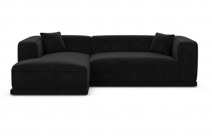 Luxus Stoffsofa Merida L Form kurz mit Samtstoffbezug - Schwarz