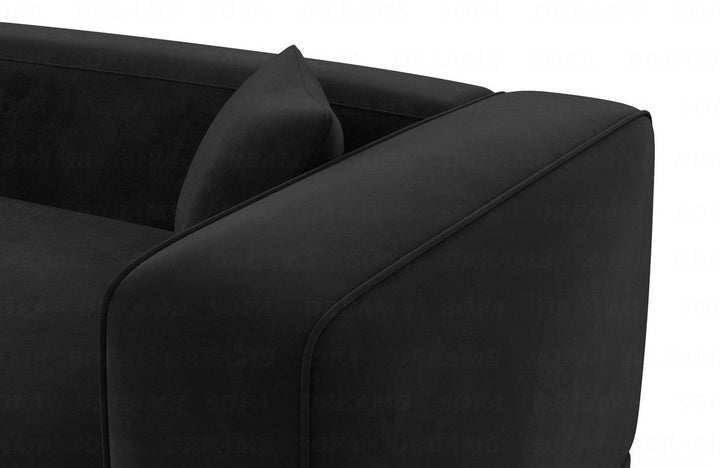 Luxus Stoffsofa Merida L Form kurz mit Samtstoffbezug - Schwarz - Detailansicht