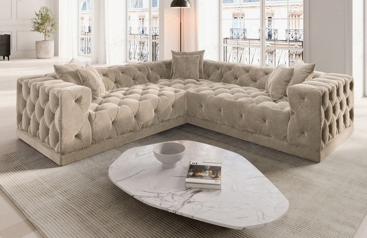 L-Shaped Velvet Sofa Palma