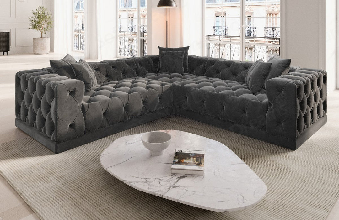 L-Shaped Velvet Sofa Palma