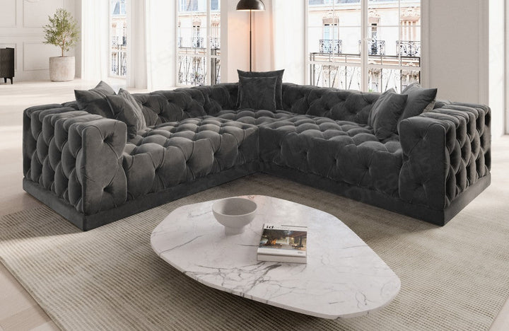 L-Shaped Velvet Sofa Palma