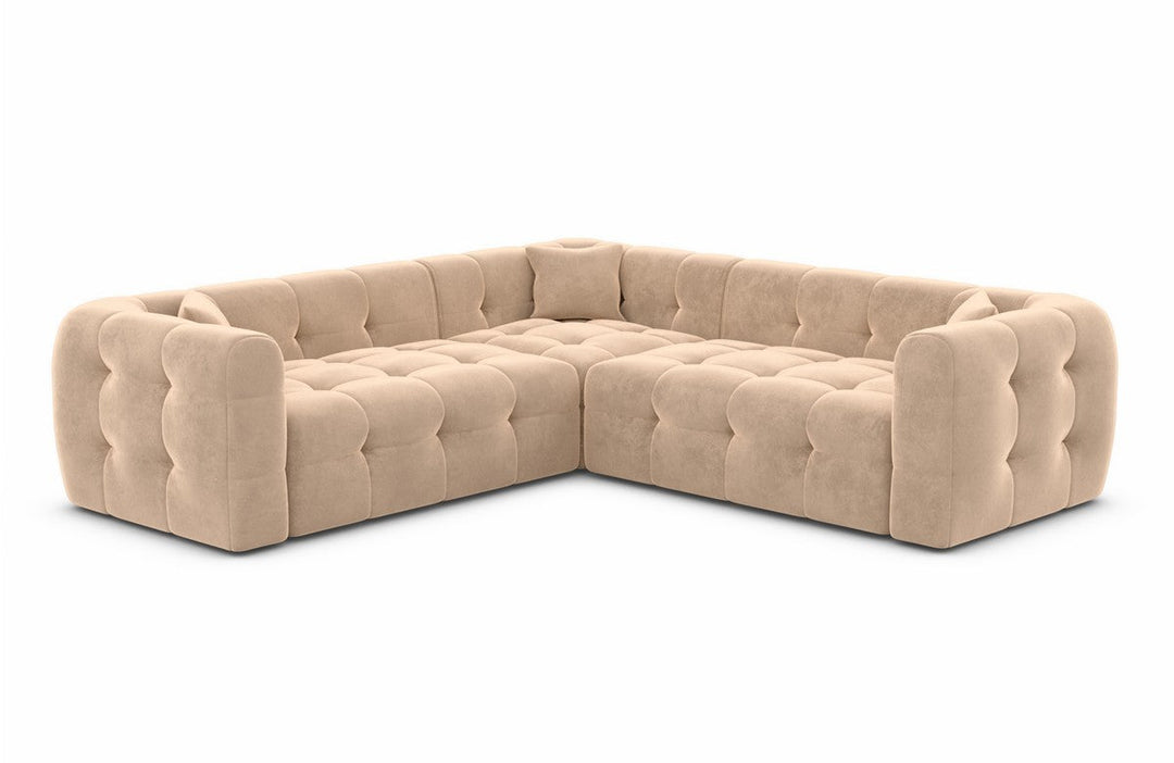 Designer Stoffsofa Sevilla L Form mit Samtstoff Bezug - Beige