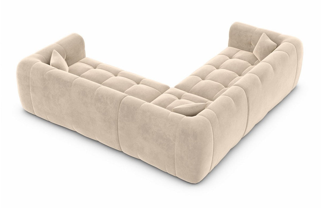 Designer Stoffsofa Sevilla L Form mit Samtstoff Bezug - Creme