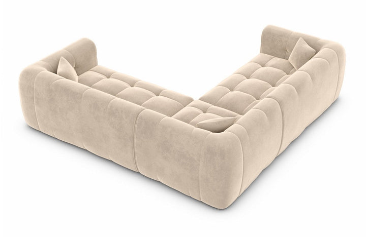 Designer Stoffsofa Sevilla L Form mit Samtstoff Bezug - Creme