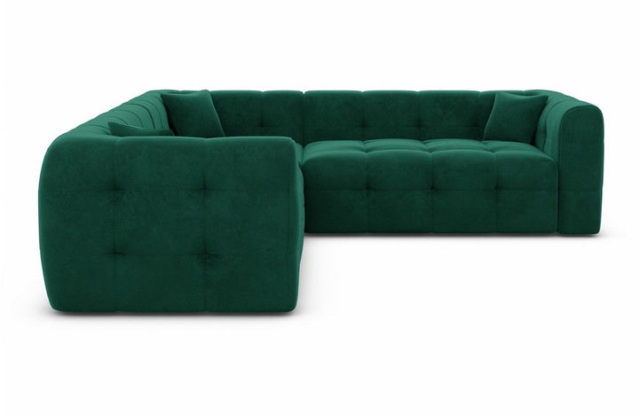 Designer Stoffsofa Sevilla L Form mit Samtstoff Bezug - Gr?¬n