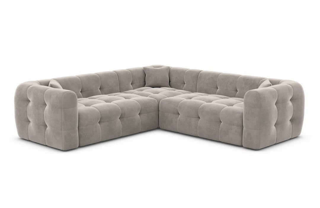 Designer Stoffsofa Sevilla L Form mit Samtstoff Bezug - Sand