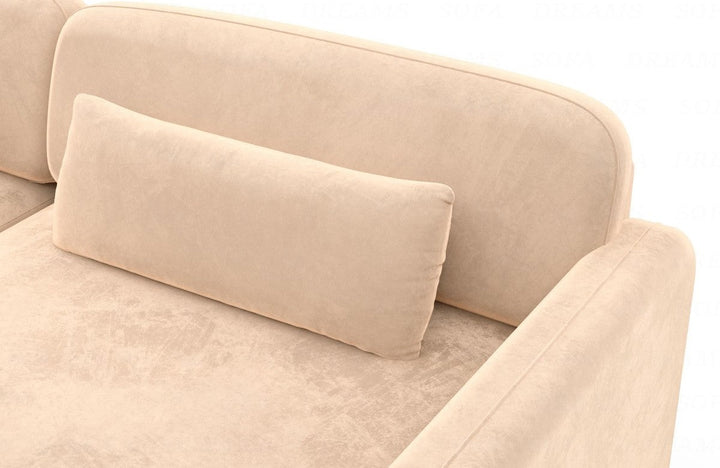 Luxus Eckcouch Valencia L Form mit Samtstoffbezug - Beige - Detailansicht