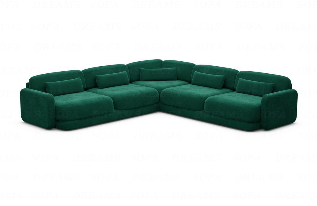 Luxus Eckcouch Valencia L Form mit Samtstoffbezug - Gr?¬n