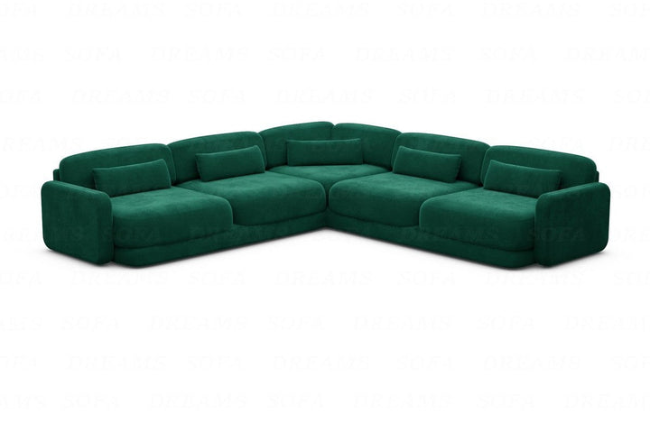 Luxus Eckcouch Valencia L Form mit Samtstoffbezug - Gr?¬n