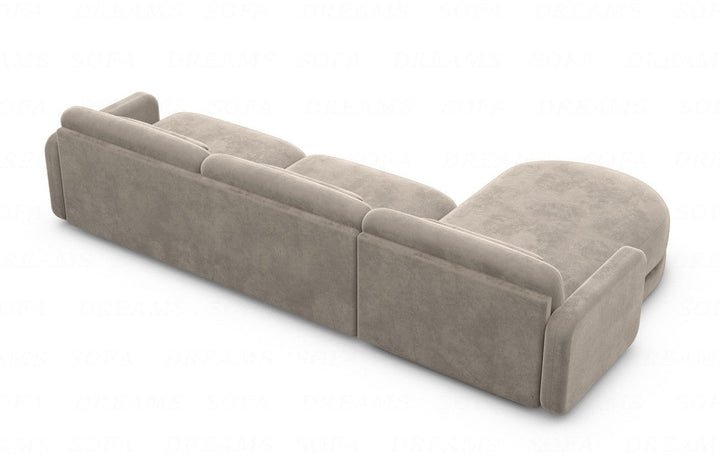 Luxus Polster Eck Sofa Valencia L Form kurz mit Samtstoffbezug - Grau