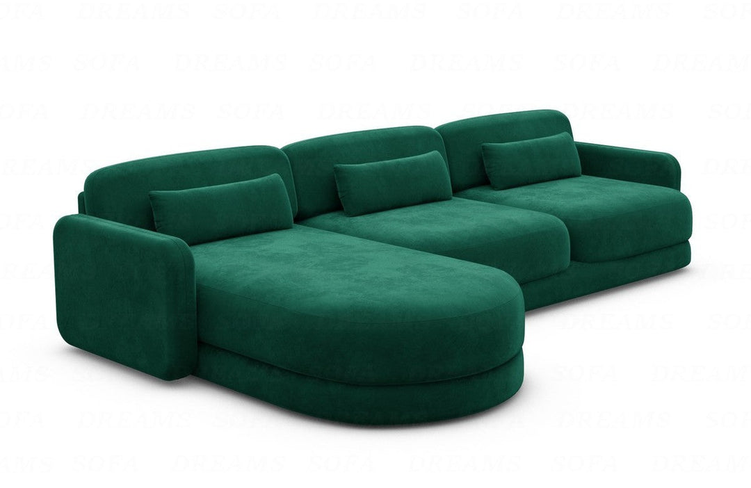 Luxus Polster Eck Sofa Valencia L Form kurz mit Samtstoffbezug - Gr?¬n