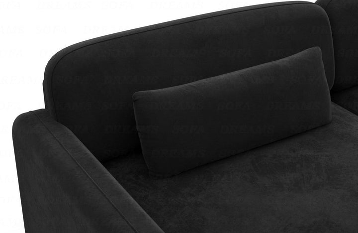 Luxus Polster Eck Sofa Valencia L Form kurz mit Samtstoffbezug - Schwarz - Detailansicht