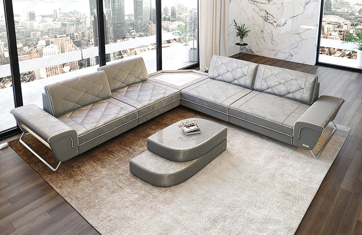 Polster Ecksofa Sepino L Form in beige - SunVelvet1021 Samtstoff