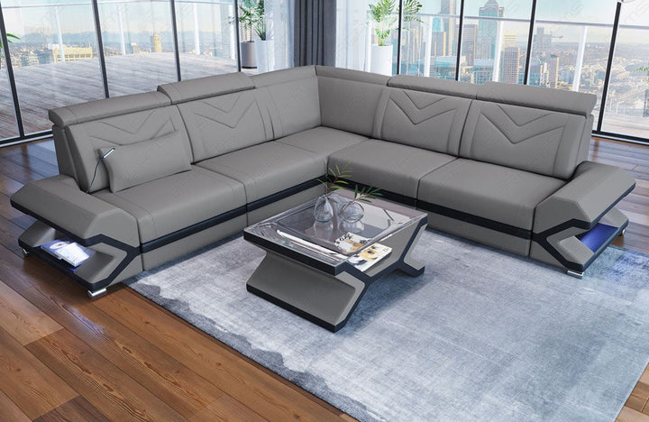 Polster Ecksofa Sorrento L Form Mikrofaser in hellgrau - Mineva12