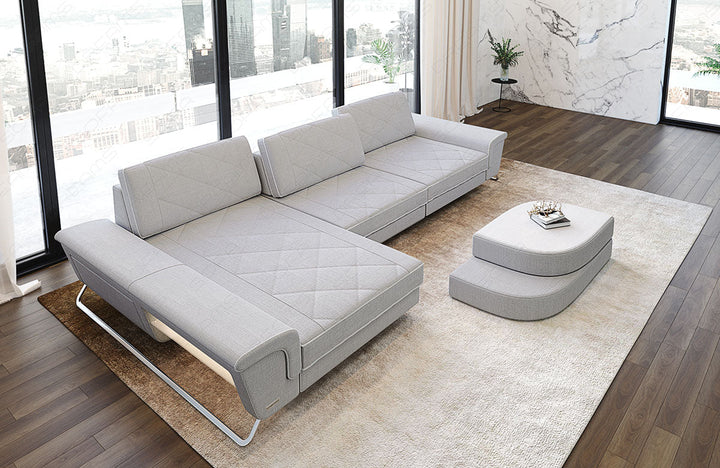 Design Polstersofa Bari L Form in macchiato - Hugo2 Strukturstoff
