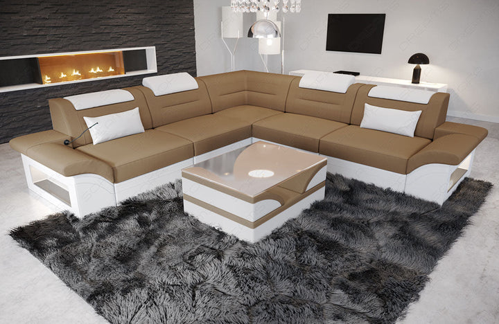 Mikrofaser Eckcouch Brianza L Form in cappuccino - Mineva6