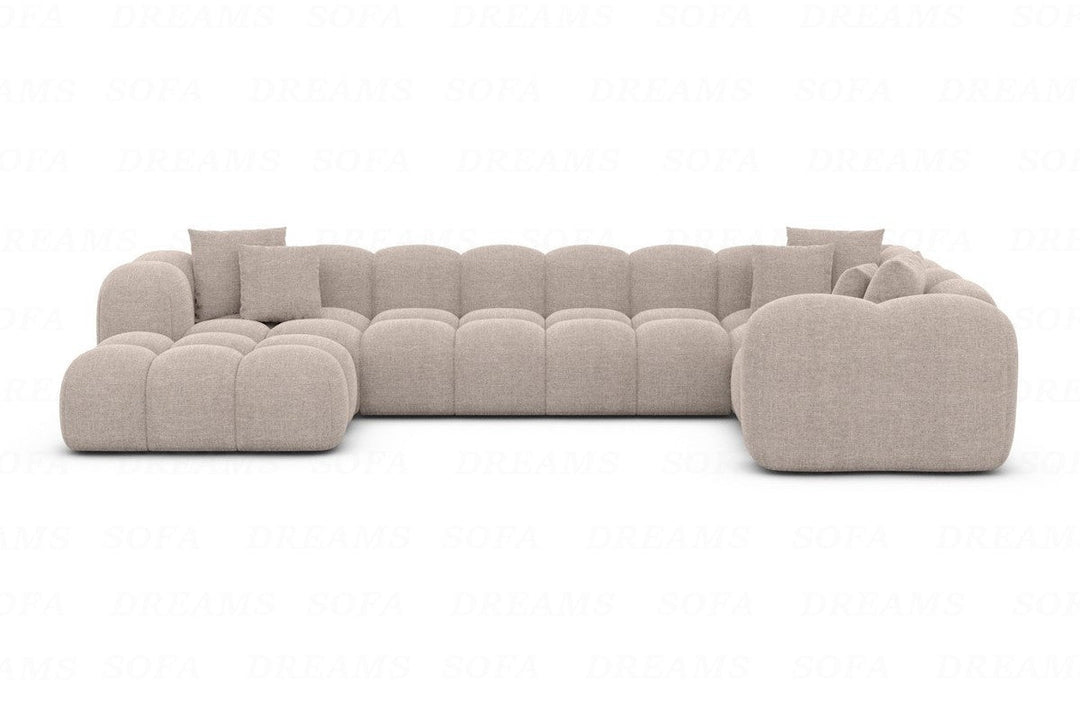 Design Stoff Wohnlandschaft Formentera U Form Strukturstoff in Beige