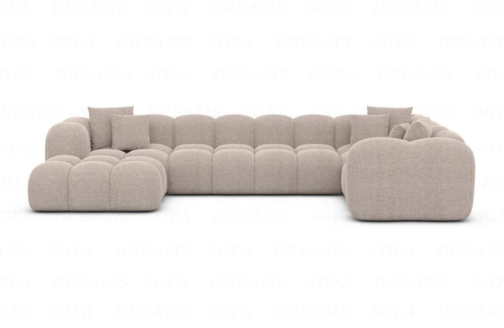 Design Stoff Wohnlandschaft Formentera U Form Strukturstoff in Beige