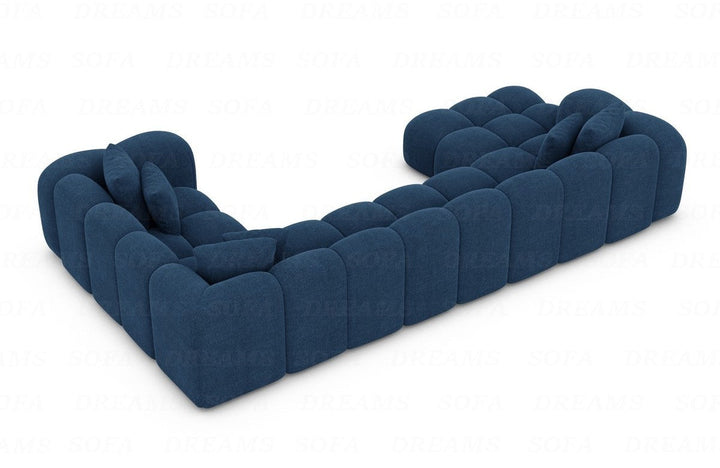 Design Stoff Wohnlandschaft Formentera U Form Strukturstoff in Blau