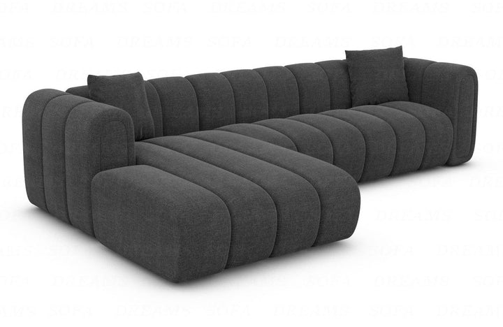 Modernes Stoffsofa Almagro L Form kurz mit Strukturstoff Bezug - Anthrazit
