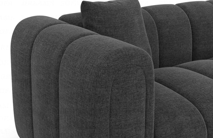 Modernes Stoffsofa Almagro L Form kurz mit Strukturstoff Bezug - Anthrazit - Detailansicht