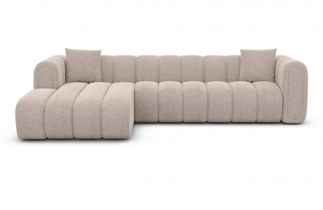 Modernes Stoffsofa Almagro L Form kurz mit Strukturstoff Bezug - Beige