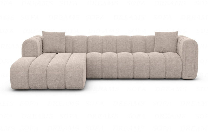 Modernes Stoffsofa Almagro L Form kurz mit Strukturstoff Bezug - Beige
