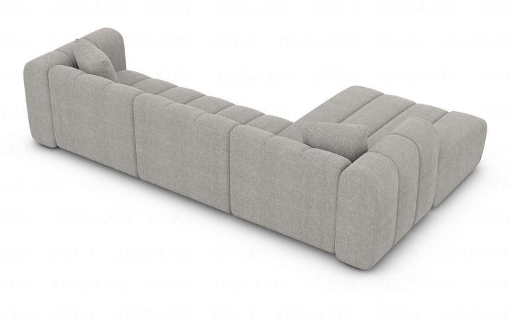 Modernes Stoffsofa Almagro L Form kurz mit Strukturstoff Bezug - Hellgrau