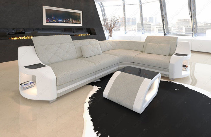 Polstersofa Genua L Form in elfenbein - Hugo1 Strukturstoff
