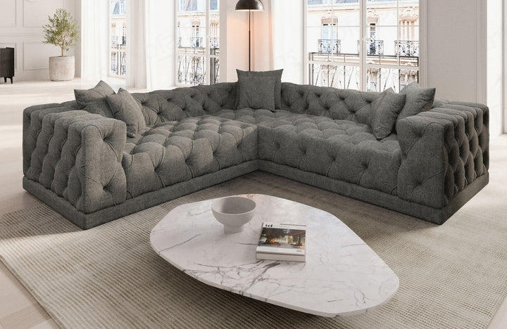 L-Shaped Velvet Sofa Palma