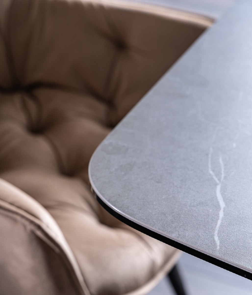 Tischplatte aus gehÃ¤rtetem Glas und Keramik in Marmoroptik