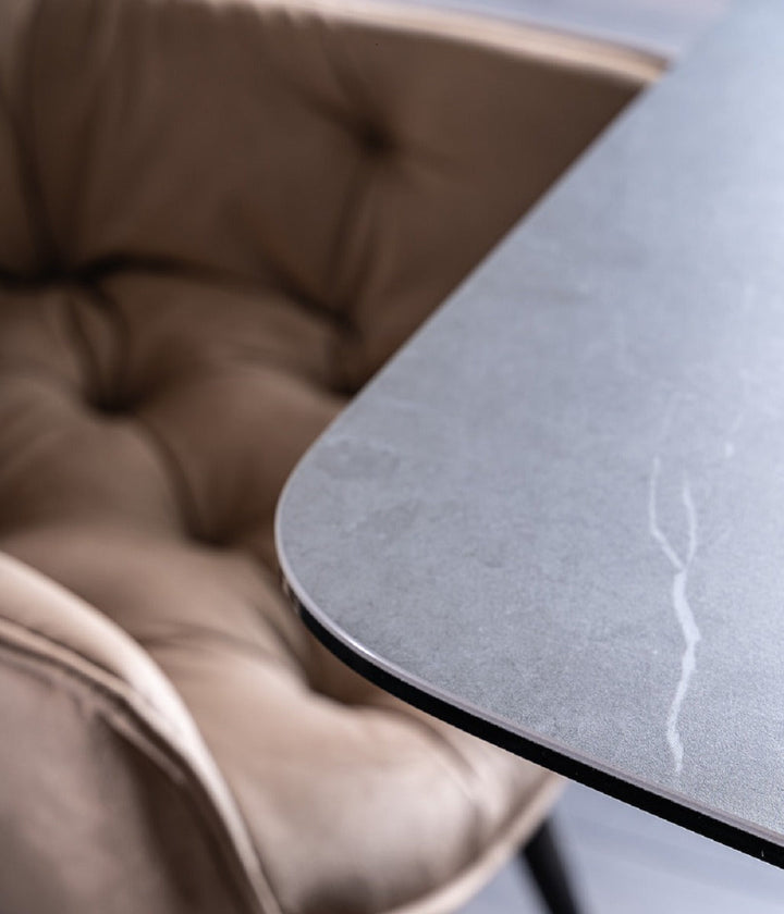Tischplatte aus gehÃ¤rtetem Glas und Keramik in Marmoroptik