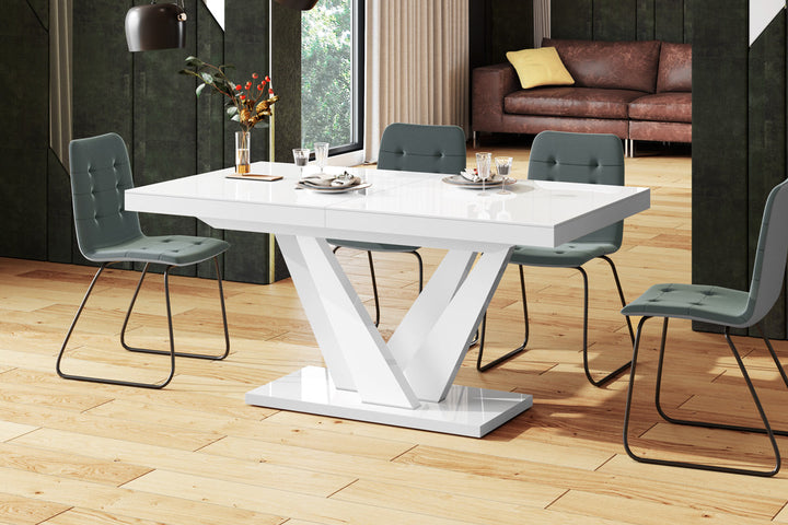 Design Esstisch Vegas in der Hochglanzfarbe weiÃŸ