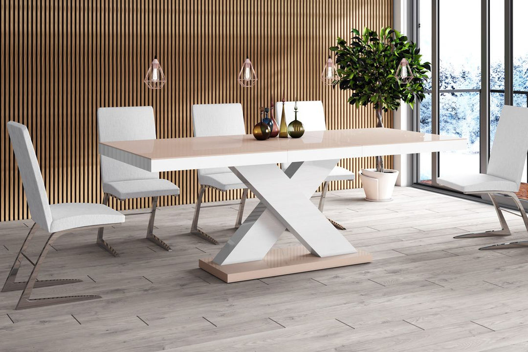 Design Esstisch Holz Linares in cappuccino - weiss hochglanz