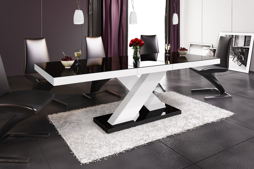 Esstisch Holz Linares in schwarz - weiss hochglanz