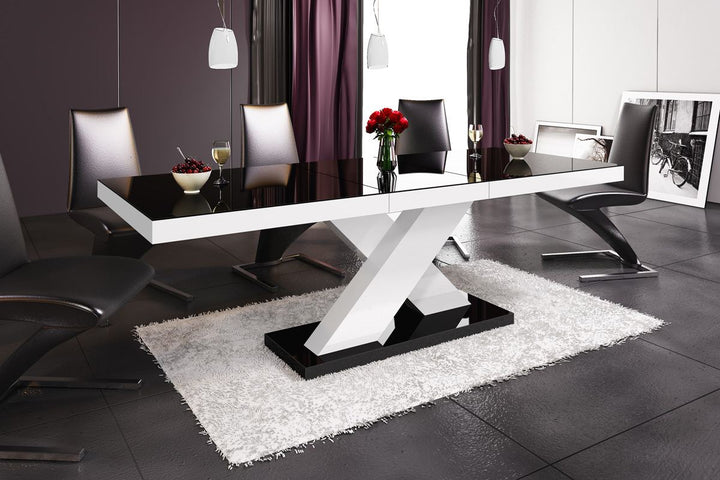 Esstisch Holz Linares in schwarz - weiss hochglanz