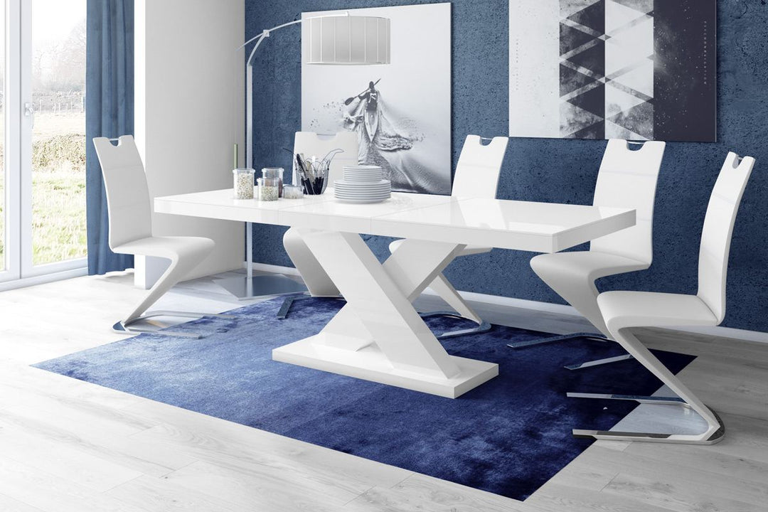 Design Holz Tisch Linares in weiss hochglanz