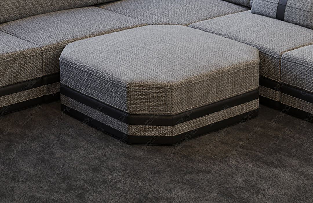 Design Polsterhocker Ragusa in Strukturstoff Hugo5 - grau