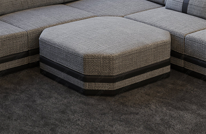 Design Polsterhocker Ragusa in Strukturstoff Hugo5 - grau