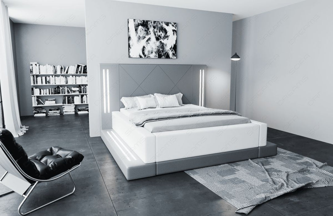 Komplettbett Casoria in grau-weiÃŸ mit LED Beleuchtung - inklusive Matratze und Lattenrost