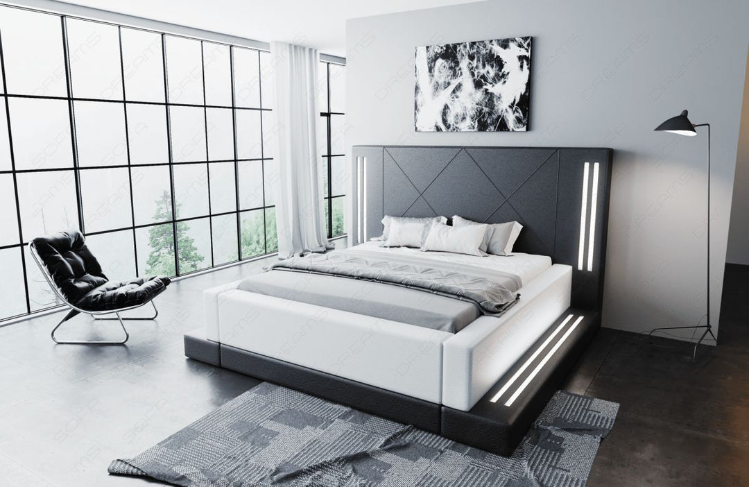 Komplettbett Casoria in schwarz-weiÃŸ mit LED Beleuchtung - inklusive Matratze und Lattenrost