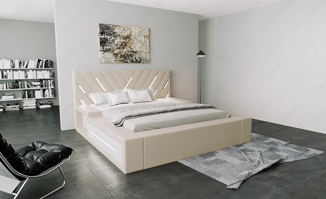 Komplettbett Contrada in beige inklusive LED Beleuchtung