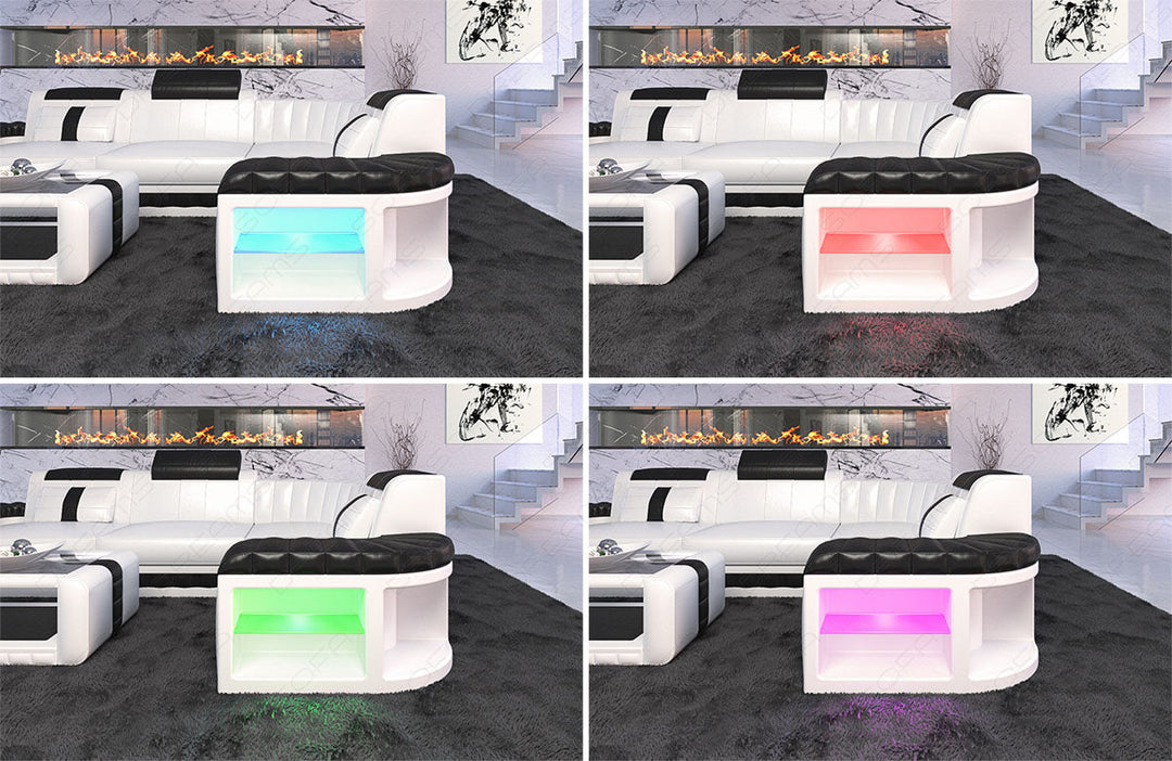 Sofa Bergamo mit LED Beleuchtung RGB Touch Wheel Fernbedienung