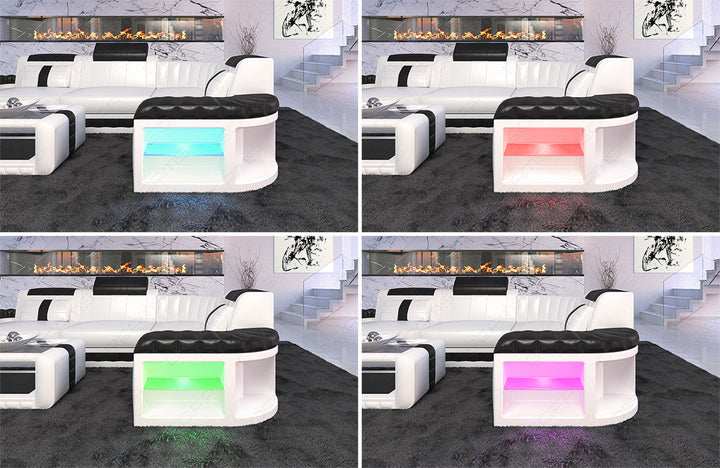 Sofa Bergamo mit LED Beleuchtung RGB Touch Wheel Fernbedienung