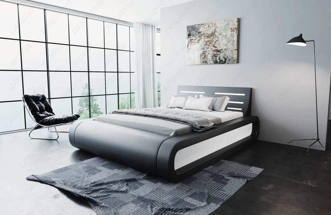 Design Boxspringbett Sorano mit LED in schwarz-weiÃŸ