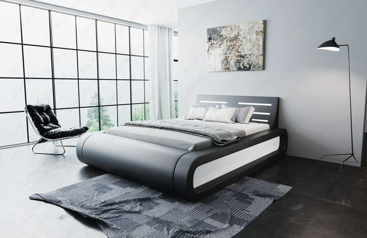 Design Boxspringbett Sorano mit LED in schwarz-weiÃŸ