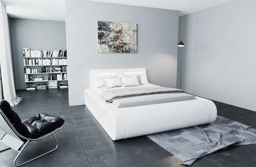 Design Boxspringbett Sorano mit LED in weiÃŸ
