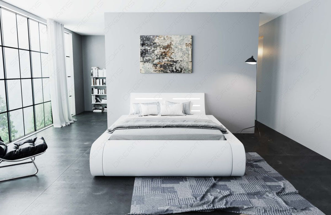 Design Boxspringbett Sorano mit LED in komplett weiÃŸ