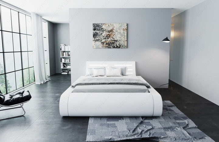 Design Boxspringbett Sorano mit LED in komplett weiÃŸ